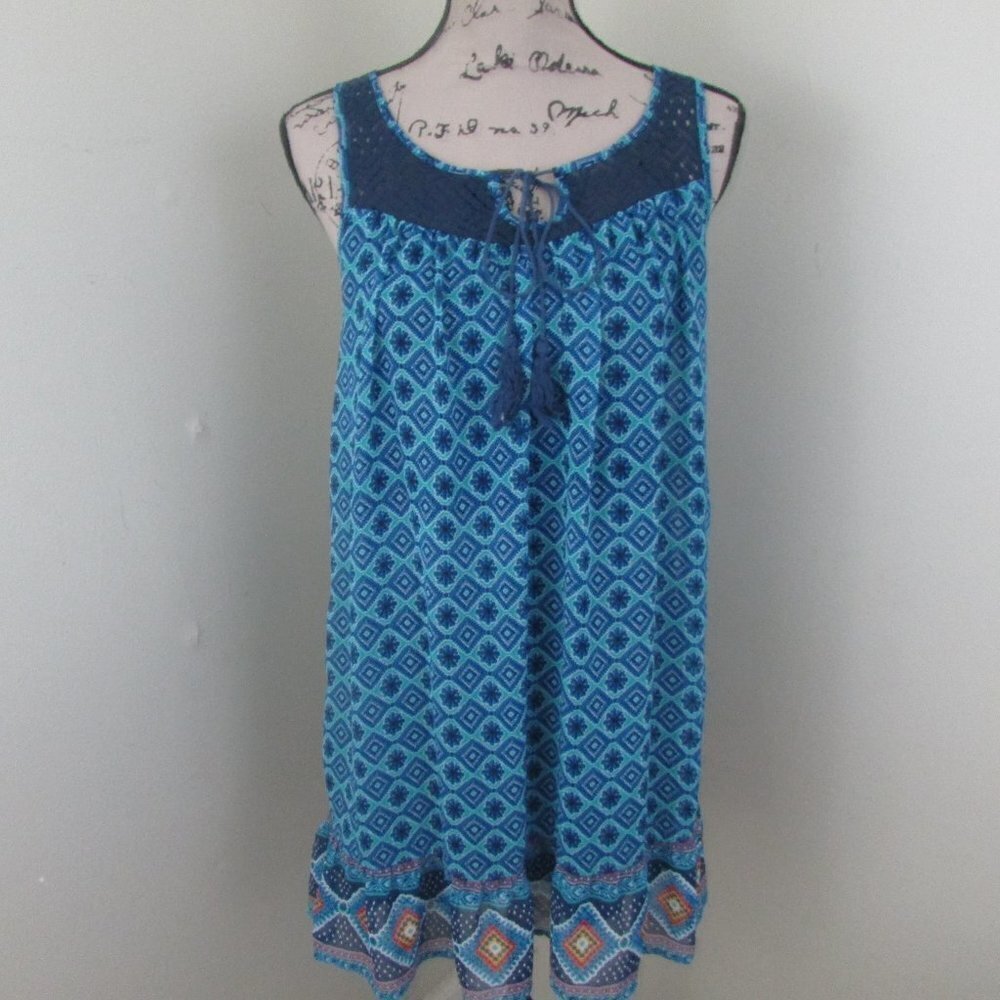 Red Camel Dress Womens XS Boho Blue Sleeveless